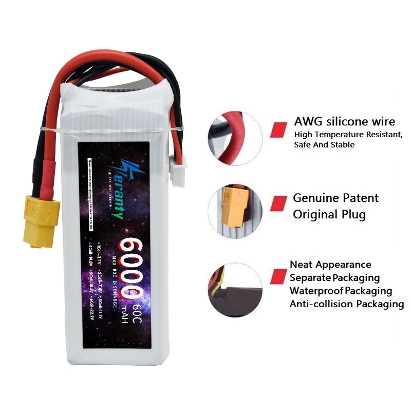 Baterai 6000mAh Lipo 14.8V 4S  - 4S Lipo Battery 14.8V 6000Mah ulasan dan harga