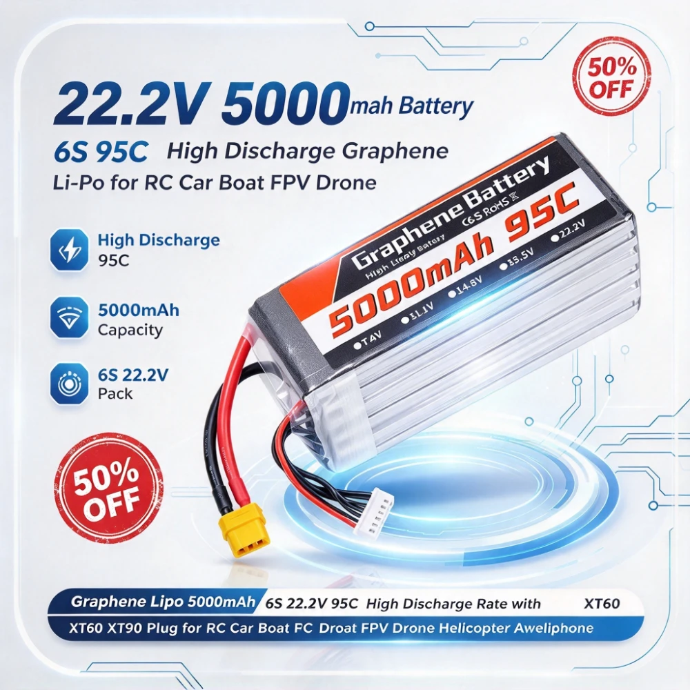 Baterai Lipo Graphene 5000mAh  - 6S Lipo Battery 22.2V 5000Mah ulasan dan harga